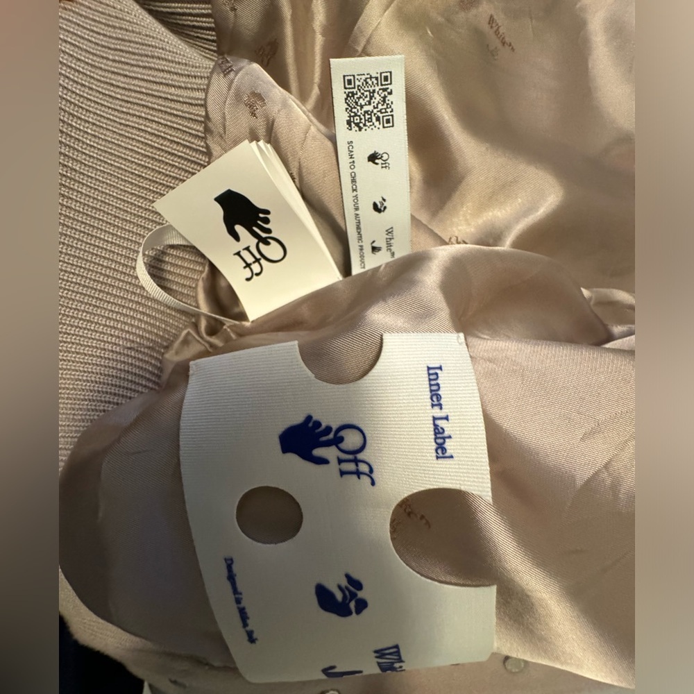 Off White Varsity Bomber Jacket With Patches - image 6